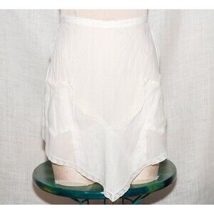 Vintage 1940s Handmade Delicate White Half-Apron with Pockets